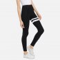 Woman Asymmetric Striped Leggings Black Mid Waist Ankle-Length Bottoms Skinny Casual Leggings