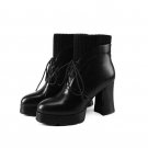 fashion ankle boots super high heels black women ankle boots platform OL round toe winter lace-up wa