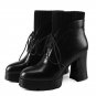fashion ankle boots super high heels black women ankle boots platform OL round toe winter lace-up wa