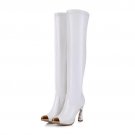 shoes 2017 women over the knee boots side zipper matel decoration sexy pointed toe hoof heels qualit