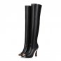 shoes 2017 women over the knee boots side zipper matel decoration sexy pointed toe hoof heels qualit