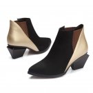 shoes 2017 women ankle boots elastic band black round toe strange heels comfortable short plush fash