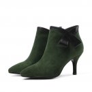 ankle boots genuine leather+kid suede elegant women pointed toe winter comfortable breathable absorb