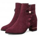 booties winter shoes woman heels rubber soles boots women pointed toe side zipper real leather cow s