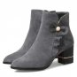 booties winter shoes woman heels rubber soles boots women pointed toe side zipper real leather cow s