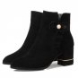 booties winter shoes woman heels rubber soles boots women pointed toe side zipper real leather cow s
