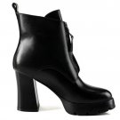 shoes lace-up super high heels fashion women ankle motorcycle boots pure color platform black winter
