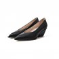 women pumps genuine leather slip-on career pointed toe soft spring wedding lady wear-resisting solid