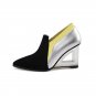 genuine leather pumps hollow Plexiglass heel woman pointed toe party pumps high heels ladies wedges 