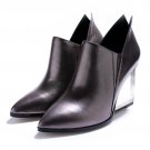 new fashion pumps woman 2017 high heel genuine leather wedges high heel spring pumps lady pointed to