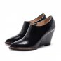 new pumps genuine leather wedges side zipper skid resistance pointed toe party high heels ladies sho