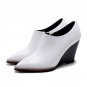 new pumps genuine leather wedges side zipper skid resistance pointed toe party high heels ladies sho