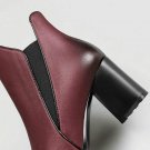 Shoes Woman Genuine Leather Side Zipper Ankle Boots Fashion Pointed Toe Comfortable Square Heel Wint