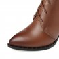 Women Genuine Leather Side Zipper Knee High Boots Fashion Cross Tied Comfortable Square Heel Winter 