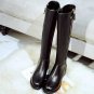 Women Genuine Leather Side Zipper Comfortable Square Heel Knee High Boots Fashion Round Toe Keep War