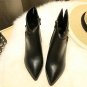 Women Genuine Leather Side Zipper Ankle Boots Comfortable Square Heel Fashion Pointed Toe Winter Sho