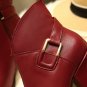 Women Genuine Leather Side Zipper Ankle Boots Comfortable Square Heel Fashion Pointed Toe Winter Sho
