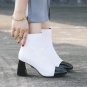 Women Genuine Leather Mixed Colors  Comfortable T  Heel Ankle Boots Fashion Side Zipper Winter Shoes