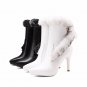 Charming Lace Fur Ankle Boots Sexy Pointed Toe Thin High Heels Ladies Shoes Woman Natural Leather Wi