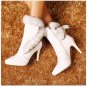 Charming Lace Fur Ankle Boots Sexy Pointed Toe Thin High Heels Ladies Shoes Woman Natural Leather Wi