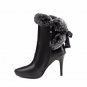 Charming Lace Fur Ankle Boots Sexy Pointed Toe Thin High Heels Ladies Shoes Woman Natural Leather Wi