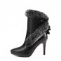 Charming Lace Fur Ankle Boots Sexy Pointed Toe Thin High Heels Ladies Shoes Woman Natural Leather Wi