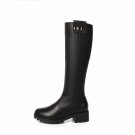 Proof Rubber Sole Knee Boots Natural Leather Winter Boots 2018 New Style Zipper Female Shoes Woman C