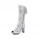 New Arrival 4 kinds Cutouts Genuine Leather Summer Boots Peep Toe High Heels Shoes Woman High Qualit
