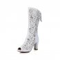 New Arrival 4 kinds Cutouts Genuine Leather Summer Boots Peep Toe High Heels Shoes Woman High Qualit