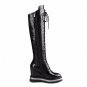 Neutral Cross Tied Over Knee Boots High Quality Microfiber Embossed Winter Boots For Women Shoes Zip