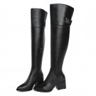 Winter Over the Knee Boots Women Shoes Genuine Leather PU Zipper Square Heels Thigh High Boots Femal