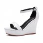 Genuine Leather Concise Women Sandals Casual Wedges Platform Summer Shoes High Ankle Strap Open toe 