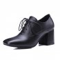 New Arrival Genuine Leather Women Pumps Square Toe High Heels Footwear Shoelaces Casual Fashion Spri