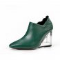 Genuine Leather Square toe Fashion Women Pumps Fretwork Transparent Heels Shoes Woman Soft Sheepskin