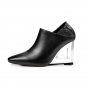 Genuine Leather Square toe Fashion Women Pumps Fretwork Transparent Heels Shoes Woman Soft Sheepskin