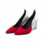 Genuine Leather Pumps New 2018 Kid Suede+Cow Leather Upper Shoes Transparent Heels Stitching Color S
