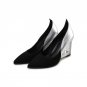 Genuine Leather Pumps New 2018 Kid Suede+Cow Leather Upper Shoes Transparent Heels Stitching Color S