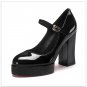 Natural Leather Mary Janes Pumps On The Platform Buckle Strap Women Shoes Super High Square Heel Fem
