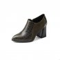 New Arrival Patchwork Embossed Pumps Natural Leather Women\'s High Hoof Heel Shoes Side Zip Female F