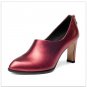 Natural Leather Pumps 2018 New Arrival Concise Commuting Shopping Pumps Back Zipper Women\'s High He