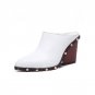 Size 34-39 Genuine Leather Fashion Rivet Mules Women Designer Shoes Woman Thick High Heels Pumps Poi