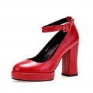 New Arrival Buckle Strap Platform Pumps Women High Square Heel Shoes Shopping Commuting Female Shoes