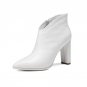 Elegant Ladies Ankle Boots Easy Walking Square High Heels Female Shoes Woman Genuine Leather Pointed