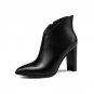 Elegant Ladies Ankle Boots Easy Walking Square High Heels Female Shoes Woman Genuine Leather Pointed