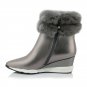 Genuine Leather Rabbit Fur Shoes Woman Ankle Boots Zipper Wedges Winter Boots Pointed toe Platform F