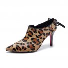 Natural Leather Horsehair Pumps Women Sexy Leopard Bow Shoes Woman High Heels Footwear Female Pointe
