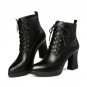 Square heels shoes 8.5cm ankle boots for women platform boots in spring autumn genuine leather boots