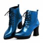 Square heels shoes 8.5cm ankle boots for women platform boots in spring autumn genuine leather boots