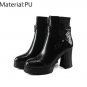 Platform boots in spring autumn high heels shoes woman ankle boots for women genuine leather boots b