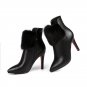 Pointed toe thin heels shoes ankle boots for women fashion elegant party boots zip solid mink fur sp